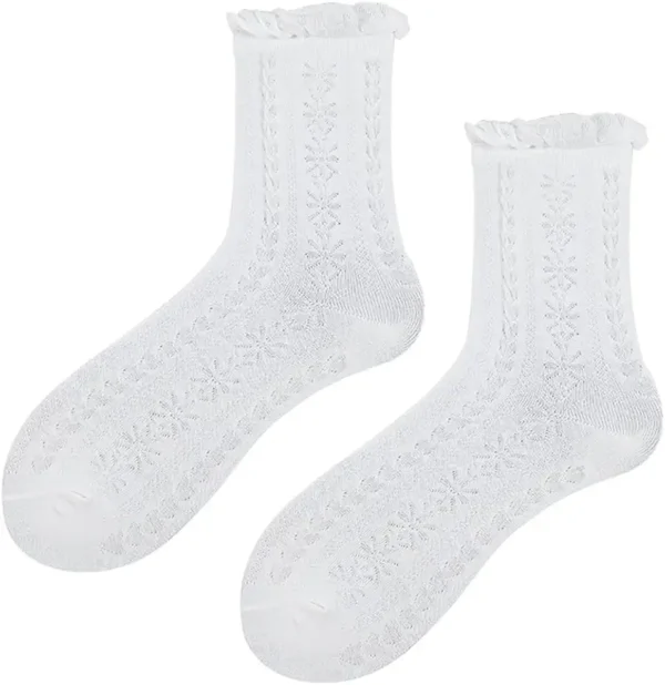 WKRTDY Calcetines blancos con volantes Calcetines de encaje