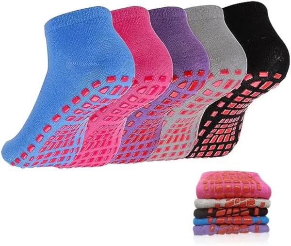 EUPSIIU 5 Pares Calcetines Yoga Antideslizantes Pilates