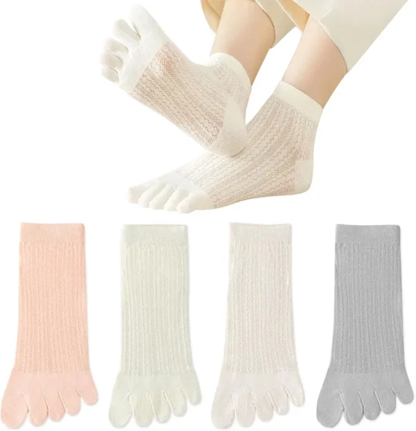 ZOCONE 4 Pares Calcetines con Dedos Mujer Verano