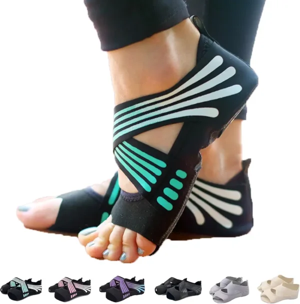 ABIRAM Calcetines de yoga antideslizantes sin dedos para