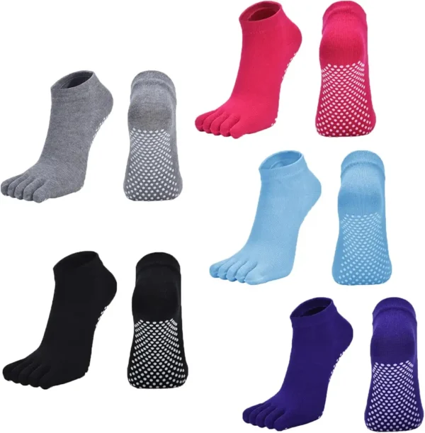 Xrten 5 Pares Calcetines Pilates Yoga, Calcetines Antideslizante