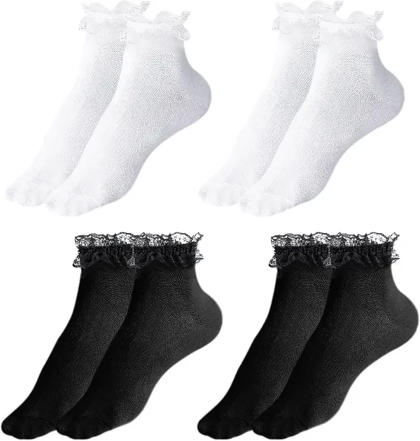 SKHAOVS 4 pares de calcetines con volantes para