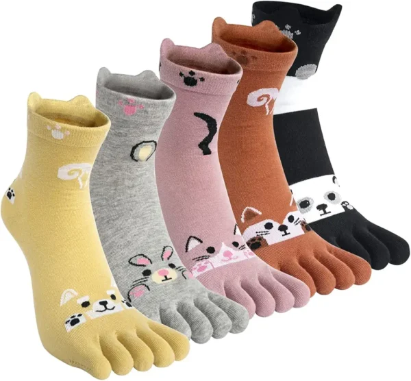 Kevaler Calcetines de Dedos Mujer Algodón Calcetines con