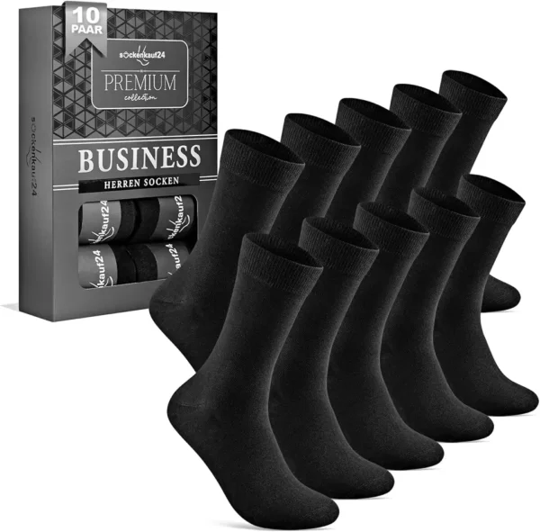 sockenkauf24 Calcetines Hombre Negros (10 Pares) Calcetines