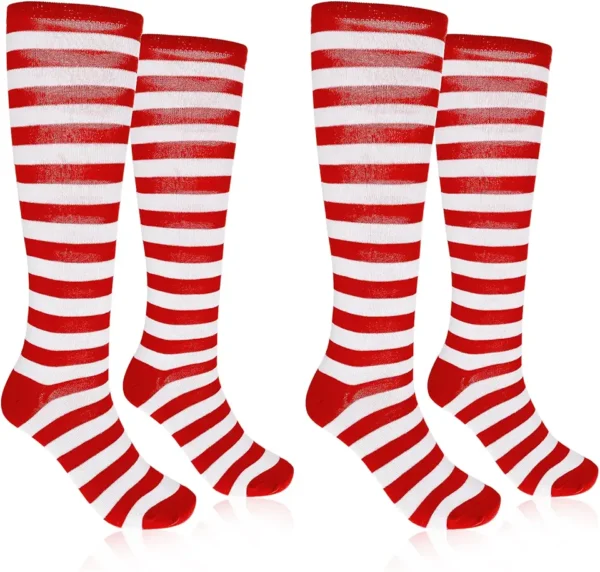 Lusofie 2 Pares Calcetines a Rayas Calcetines Rojos