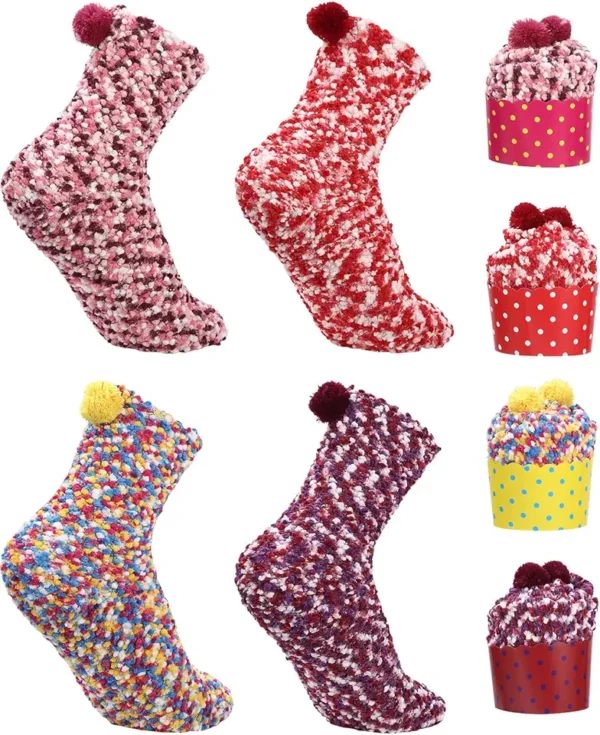 Bixury Cupcake Socks 4 Pares Divertidos Calcetines
