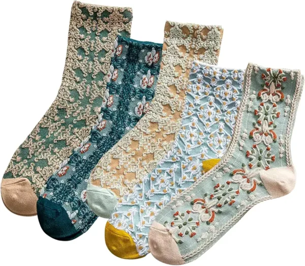 HAOXYO 5 Pares Calcetines Mujer,Calcetines Mujer Divertidos,Calcetines