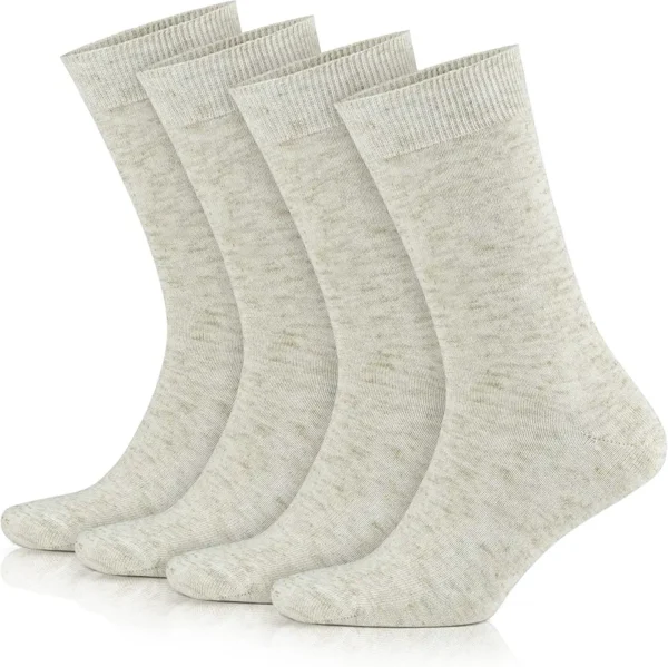 GoWith Calcetines de lino natural para hombre, paquete de