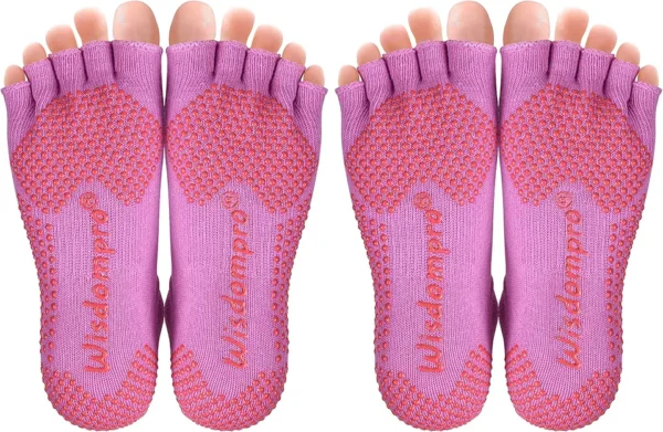 wisdompro 2 pares de calcetines de yoga sin
